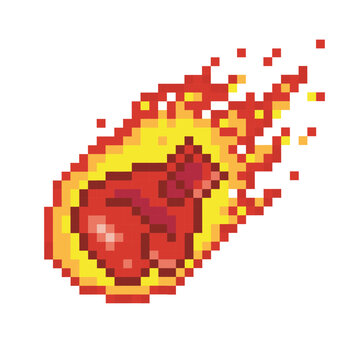 recommend clip art: Boxing glove on fire, pixel art sport