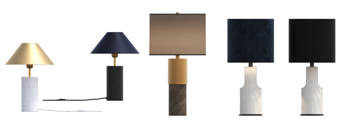 table lamp isolated on white background, room lamp, 3D illustration, cg render