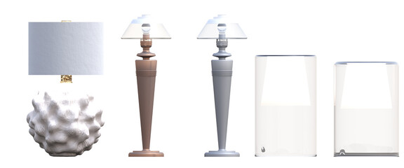 table lamp isolated on white background, room lamp, 3D illustration, cg render