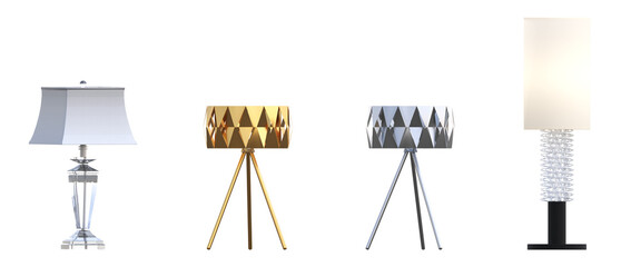 table lamp isolated on transparent background, room lamp, 3D illustration, cg render