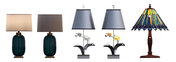 table lamp isolated on transparent background, room lamp, 3D illustration, cg render