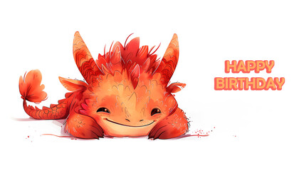 Obraz premium Cute and funny dragon cub on white background. Illustration for children book, greeting