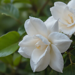 Obraz premium two white flowers on a bush