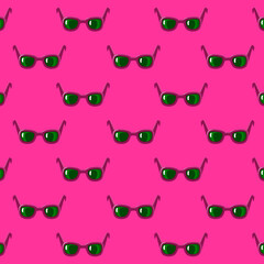 
Pattern. Sunglasses. Raspberry background with sunglasses.