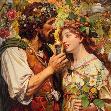 Greeting card in traditional style for Saint John's Festival (Jonines, Saint John's Day, Ivana kupala) is midsummer pagan folk festival celebrated on June 24 around