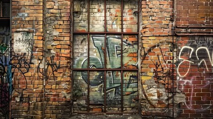 "Graffiti Pixelation: Urban Expression on a Brick Wall Canvas. A Vibrant Blend of Street Art and Digital Design."