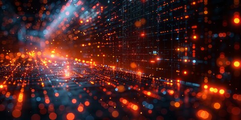 Obraz premium Abstract Computer Screen With Lights and Dots