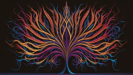 Vibrant Abstract 3D Tree Design with Swirling Branches