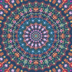 Intricate and Colorful Mandala Design with Symmetrical Patterns