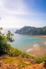 Aerial of Dai Lanh Lighthouse, Phu Yen province. This place is considered the first place to receive sunshine on the mainland of Vietnam.