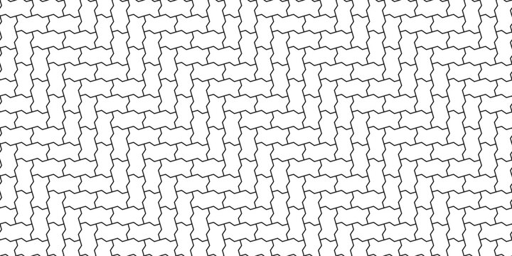 Zig zag paving blocks pattern. Seamless landscape interlocking herringbone brick texture in vector. Digital and print background wallpaper visual material. 