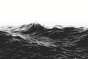 A black and white image of a large wave crashing on a rocky shore