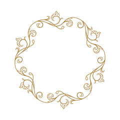 Vector round floral frame with ivy leaves decoration. Vintage style ivy stems wreath.