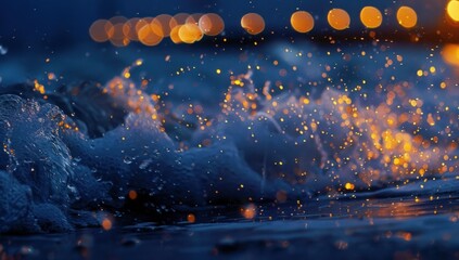Obraz premium sea wave background with bokeh light