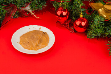 Natilla traditional Colombian food - Christmas atmosphere.