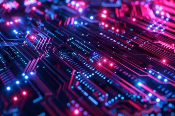 Circuit board close up. Technology background. 