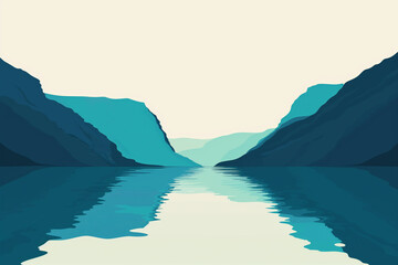 A serene and peaceful scene of a lake surrounded by mountains