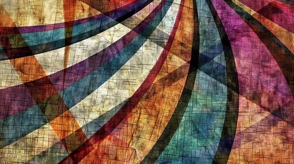 Vintage background with colored abstract stripes --ar 16:9 --style raw --weird 900