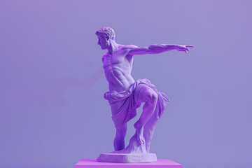 3d rendering of ancient  greek -roman  statue art  figure posture  . Creative concept colorful neon image with bright and violet or purple color background, fashionable, trendy ,isolated background