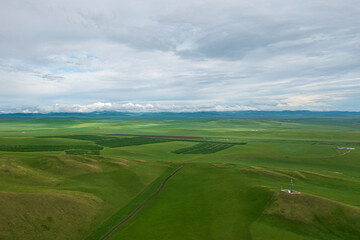 Aerial photography of Ulagai Grassland in Inner Mongolia