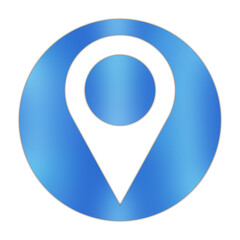 Glossy Blue Map Pointer Icon with Shadow Effect Isolated on White