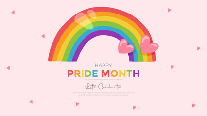 Rainbow lgbt and celebrate pride month, week or day vector flat illustration. LGBTQ support social media banner or post template, greeting card or party invitation.