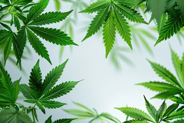 The pattern of a cannabis leaves isolated on a white background.