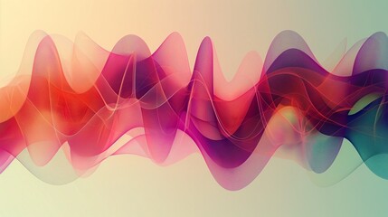 An abstract depiction of sound waves, visualized as rhythmic pulses of vibrant colors against a muted background. 32k, full ultra HD, high resolution