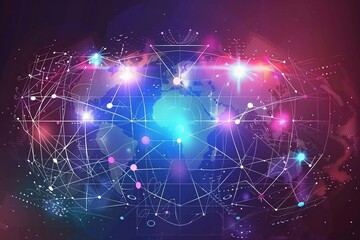 Global network connection abstract background, comprehensive big data visualization and internet technology.