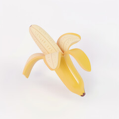 ​​Open banana, 3D icon on white background