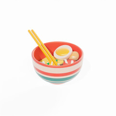 Ramen ​​3D icon on white background