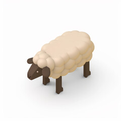 Obraz premium Sheep ​​3D icon on white background