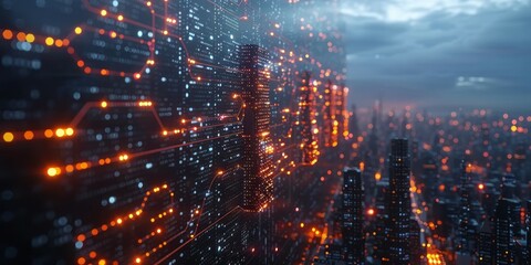 Fototapeta premium Nighttime View of a Futuristic City