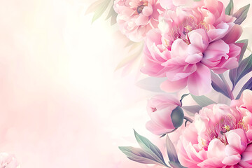 Fototapeta premium Background with beautiful pink peonies. Banner, wallpaper