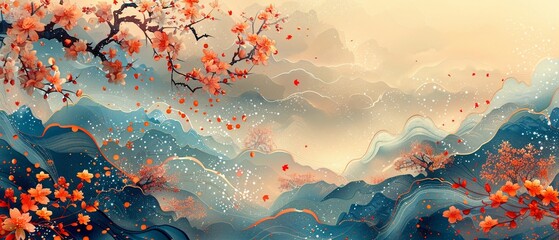 Japanese ornamental harmony A dynamic graphic of traditional Japanese ornaments arranged in an elegant and serene composition, reflecting the seasonal harmony and cultural beauty of Japan 8K , high-re