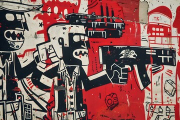 Graffiti Art of Bank robbery planned by Karateka, showcasing their strategic thinking and precision