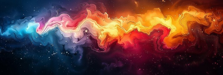 Colorful Abstract Painting on Black Background