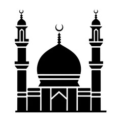 Simple mosque black isolated flat icon.