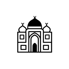 Simple mosque black isolated flat icon.