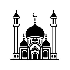 Simple mosque black isolated flat icon.