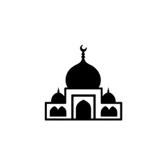 Simple mosque black isolated flat icon.