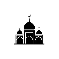 Simple mosque black isolated flat icon.