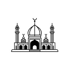 Simple mosque black isolated flat icon.