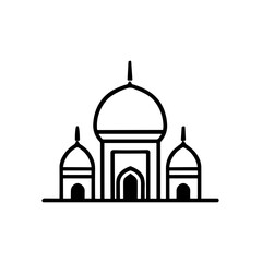 Simple mosque black isolated flat icon.