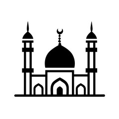 Simple mosque black isolated flat icon.