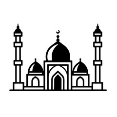 Simple mosque black isolated flat icon.