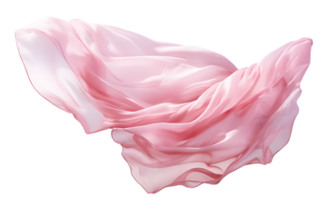 Fabric pale thin pink floating Isolated on transparent background or cut out PNG. Background Abstract Textured. Realistic clipart template pattern.