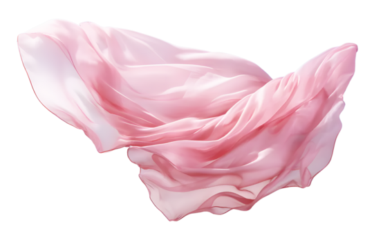 Fabric pale thin pink floating Isolated on transparent background or cut out PNG. Background Abstract Textured. Realistic clipart template pattern.