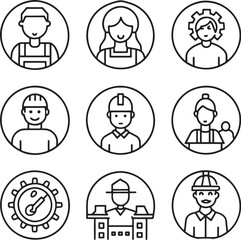 set of worker icon illustration isolated in white background