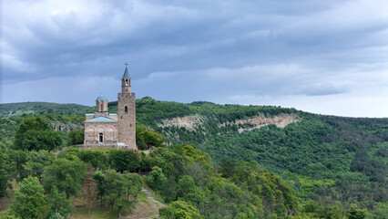 Obraz premium Veliko Tarnovo Tsarevets Fortress drone panorama Bulgaria Europe